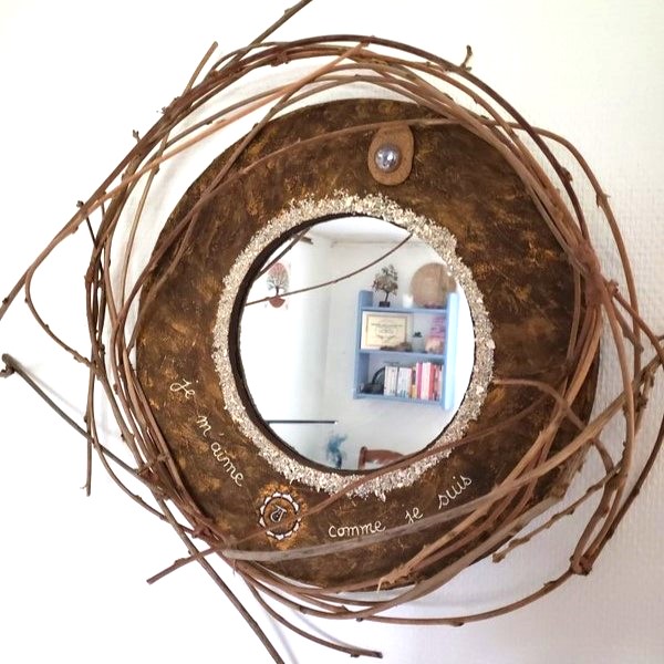 Miroir rond branche créateur peugniez (Moyen)