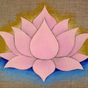 peinture fleur lotus rose