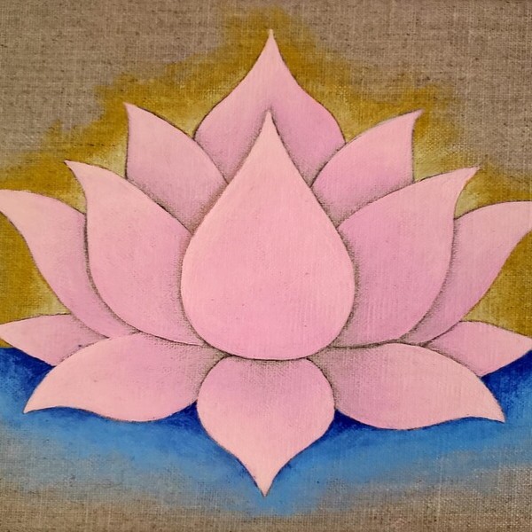 peinture fleur lotus rose